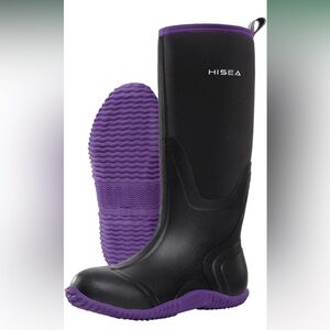HISEA Women's Rain Boots, Knee High Rubber Boots Waterproof Insulated Neoprene
